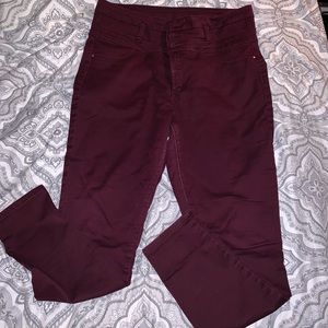 Maroon high waisted jeans